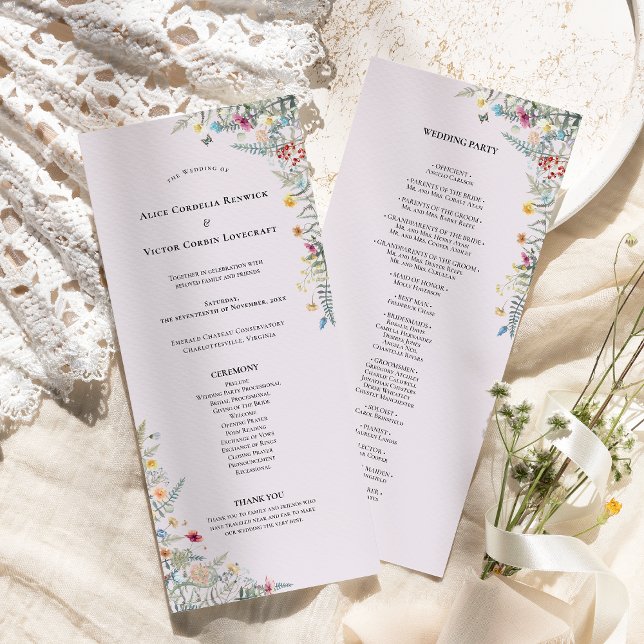 Programa Flat Simples de Casamento de Lavanda de Flor Selva (Criador carregado)