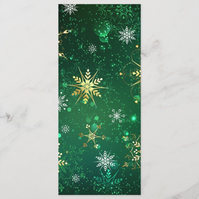 Programa Flocos de neve do Ouro Xmas em fundo verde (Frente)