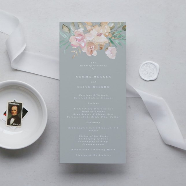 Programa Florais Rustic Watercolor no Casamento Verde Sage (Criador carregado)