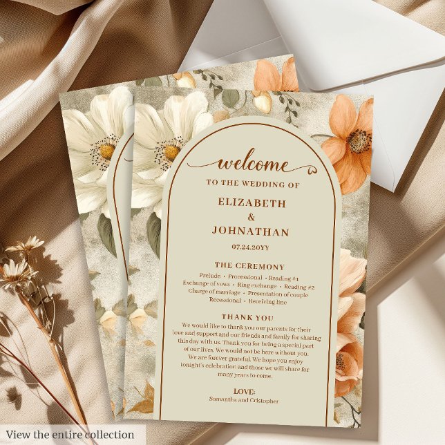 Programa Floral Boho Romântico Neutro Bege Oliva (Romantic Boho Neutral Beige Olive Floral Program)