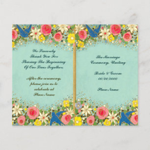 programa floral colorido do casamento