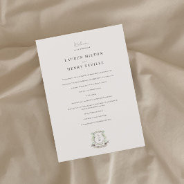 Programa Floral Crest Watercolor Monograma Casamento