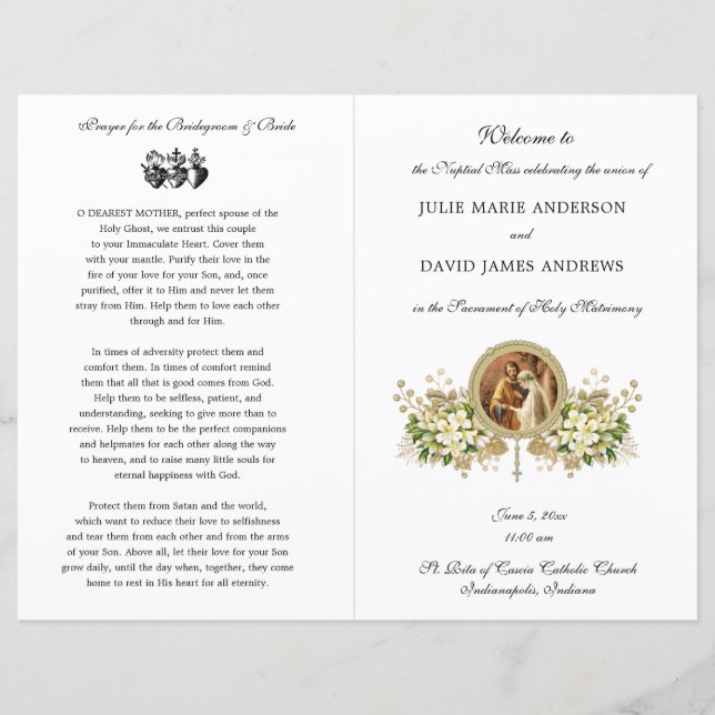 Programa Floral de Casamento Católico (Frente)