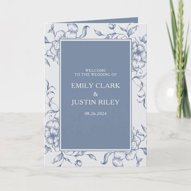 Programa Floral Dusty Blue Elegant Booklet (Frente)