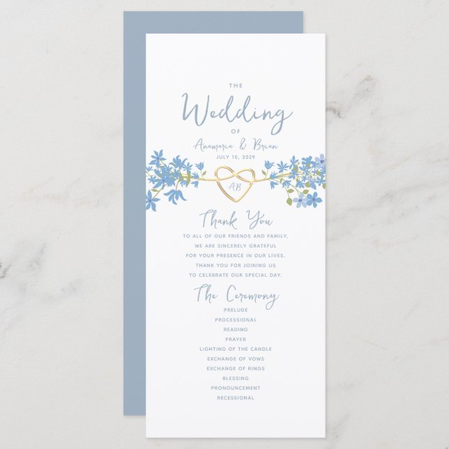 Programa Floral Dusty Blue Weding (Frente/Verso)