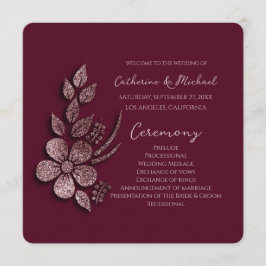 Programa Floral e Borgonha Dourada do Elegante Moderno