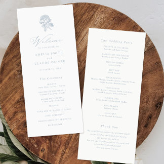 Programa Floral Elegante Vintage Rosas Franceses Casamento 