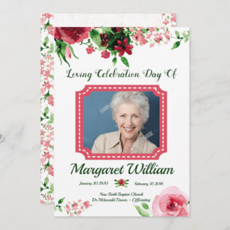 Programa Floral Funeral Program Card Template 