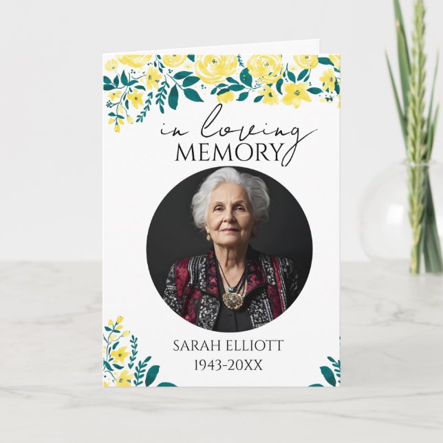 Programa floral Photo Funeral Order of Service Folded  (Frente)