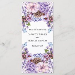 Programa Floral Purple Watercolor Weding Program