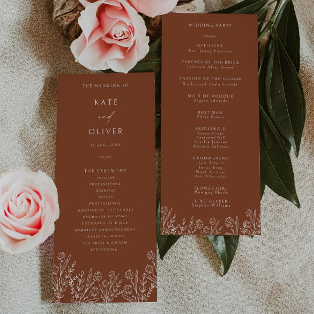 Programa Floral Terracotta Burnt Orange Wedding (Criador carregado)