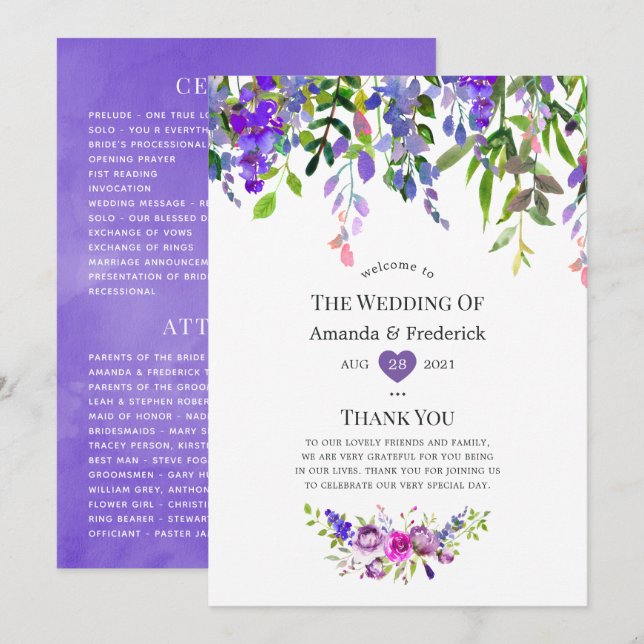 Programa Floral Ultra Violet Watercolor (Frente/Verso)