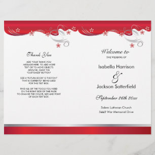 Programa floral vermelho moderno do casamento