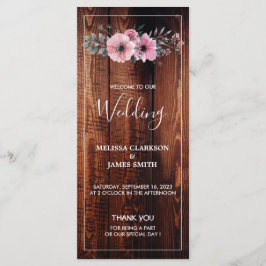 Programa Flores de aquarela russa no casamento de madeira e