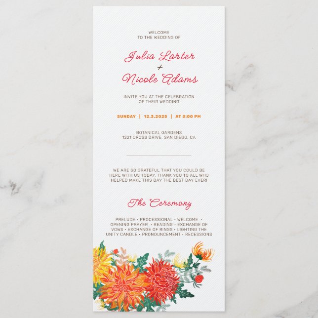 Programa Flores de Dália de Primavera Laranja Pastel Amarel (Frente)