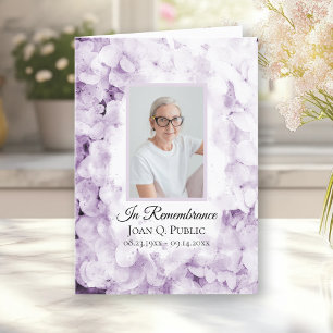 Programa Flores de Hydrangea Roxo Serviço Funeral Dobrado