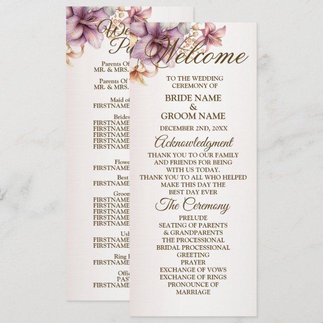 Programa Flores Rosa-Rosa-Boho-de-boas-vindas (Frente/Verso)