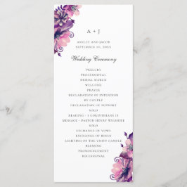 Programa Flores roxas e cor-de-água. Casamento de Floral