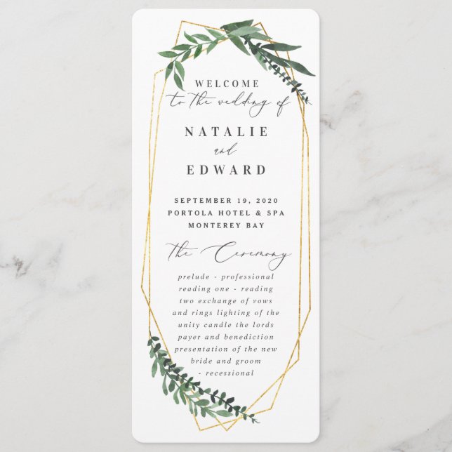 Programa folhagem dourada e geométrica (Frente)