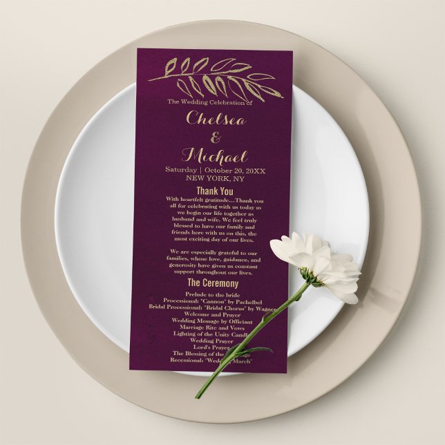 Programa Folhas de ouro hambúrgueres (Chic burgundy gold glitter leaves Program )