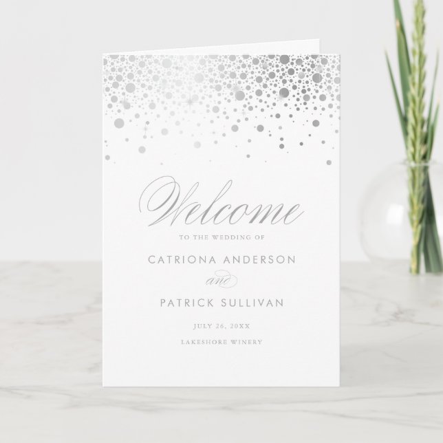 Programa Folheto Branco de Casamento de Portas Silver Foil  (Frente)