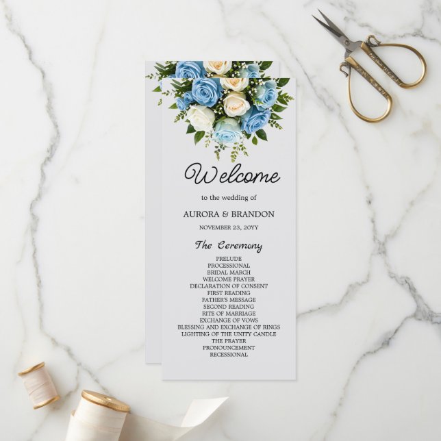 Programa Folheto de Cerimônia de Casamento Personalizado co (Frente/Verso In Situ)