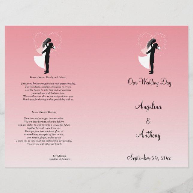 Programa Formal de Casamento de Ombre Rosa Silhoue (Frente)