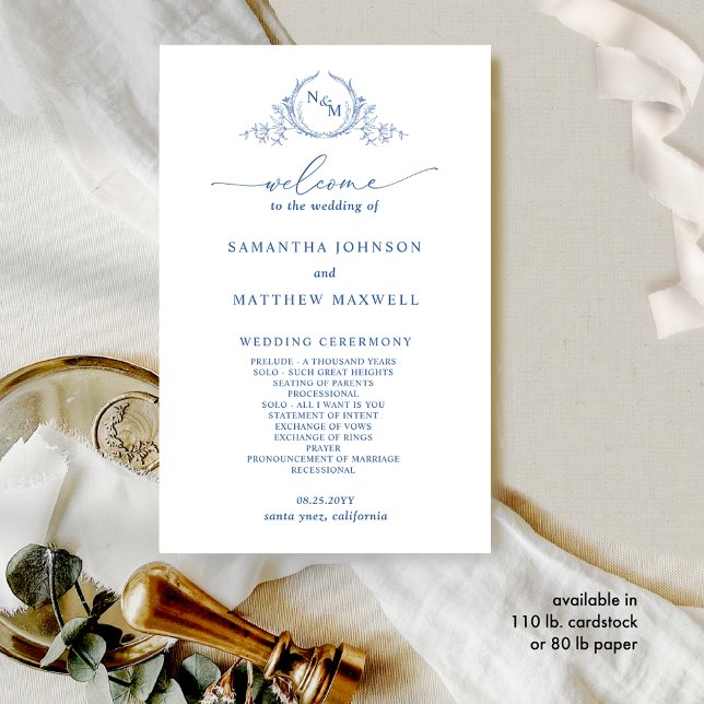 Programa Formal Monogrammed Blue Wedding (Criador carregado)