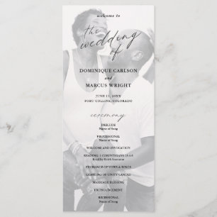 Programa Foto de Caligrafia Elegante Casamento Moderno