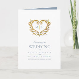 Programa Foto de monograma cinza azul casamento