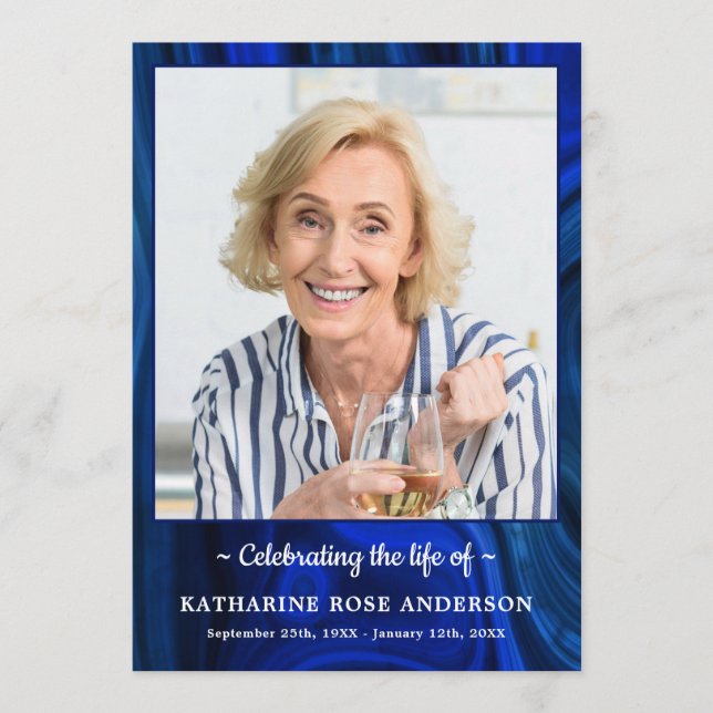 Programa Foto Funeral Moderna Ordem de Serviço Azul Marble (Frente)