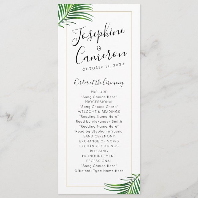 Programa Fronteira de Folha de Palma Tropical Verde e Doura (Frente)