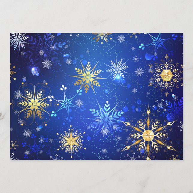 Programa Fundo Azul XMAS com Flocos de Neve Ouro (Frente)