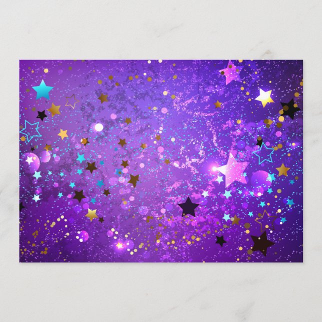 Programa Fundo de papel alumínio roxo com estrelas (Frente)