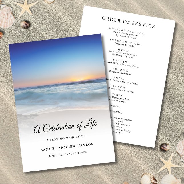 Programa Funeral Blue Beach (Beach Celebration of Life Program)