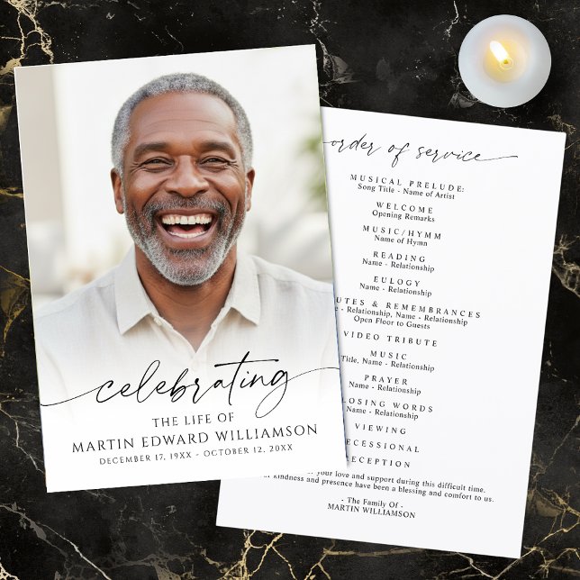 Programa Funeral Celebration of Life Photo Order of Service (Criador carregado)