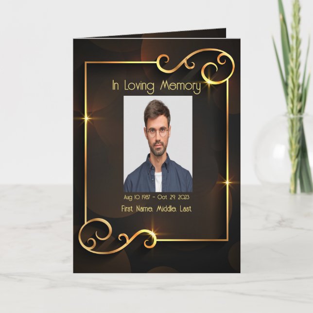 Programa Funeral Clássico Elegante Dourado Preto (Frente)