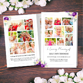 Programa Funeral com Flores de Roxo e Creme