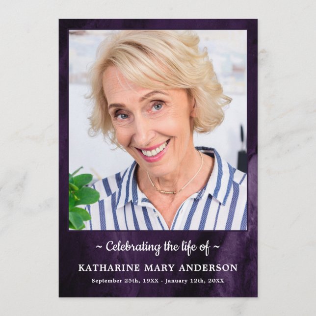 Programa Funeral Da Ordem De Serviço Do Mármaco Roxo Modern (Frente)