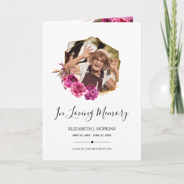 Programa Funeral de Foto do Quadro Geométrico 2 do Burgundy (Frente)