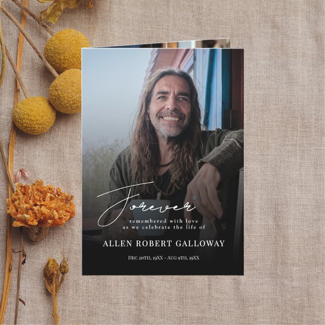 Programa Funeral de Foto Dobrada de Script Elegant (Criador carregado)