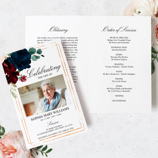 Programa Funeral de marinho e Borgonha | Ordem de  (Criador carregado)