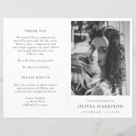 Programa Funeral de Ordem de Serviço Memorial Míni