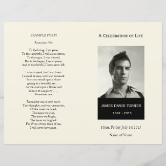 Programa Funeral de Ordem de Serviço Preto e Creme