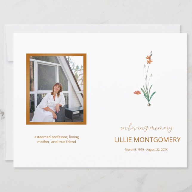 Programa Funeral Floral Flor de 4 páginas (Frente)