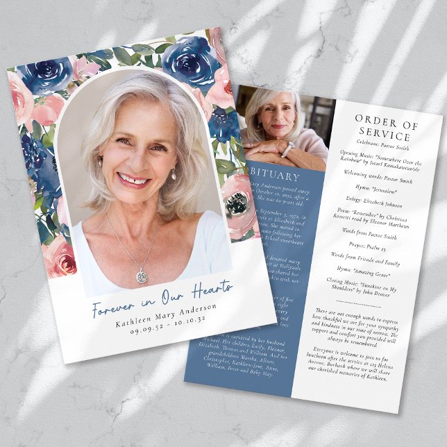 Programa Funeral Floral Photo Order of Service (Criador carregado)