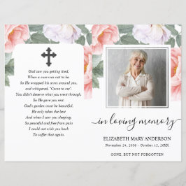 Programa Funeral Fotográfico Floral Floral Pink Pe