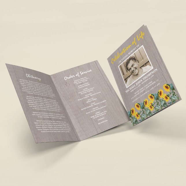 Programa Funeral| Girassol Rústico Orbituário (Criador carregado)