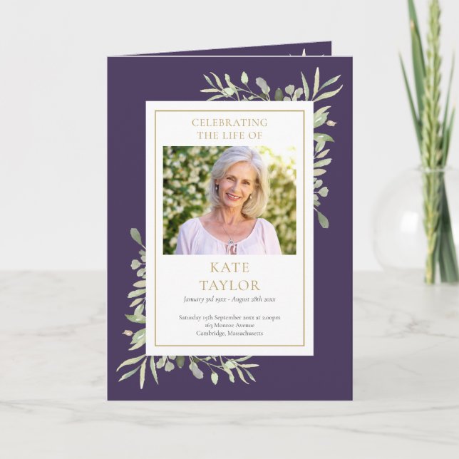 Programa Funeral Greenery Memorial Order Of Service Dobrado (Frente)