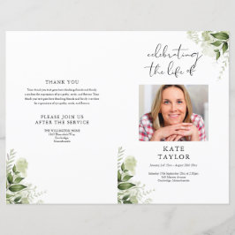 Programa Funeral Greenery Photo Order Of Service